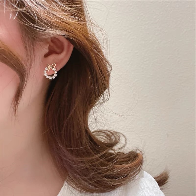 Bông tai vintage xi mạ chuôi mạ đính đá ngọc trai nhân tạo cô dâu dự tiệc