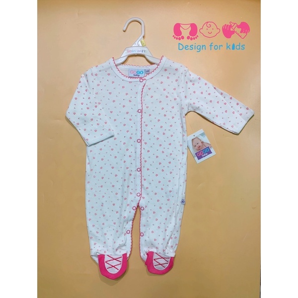 Sleepsuit hãng Gogo Baby vải cotton mềm mỏng bộ body dài tay liền tất cho bé trai và bé gái