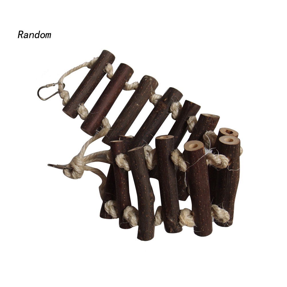 Thang Leo Đồ Chơi Bằng Gỗ Màu Trơn Kèm Dây Thừng Treo Trang Trí Lồng Chim Vẹt