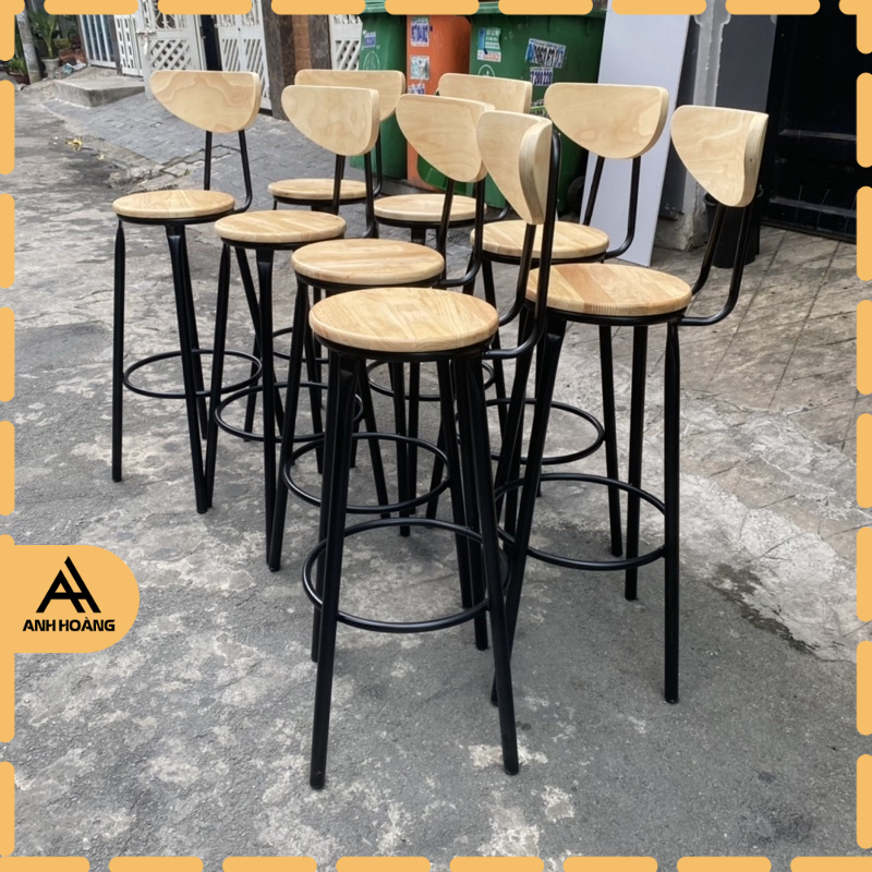 Ghế quầy bar ngồi ngắm cảnh ban công, chill thư giãn, mới 💯 màu gỗ