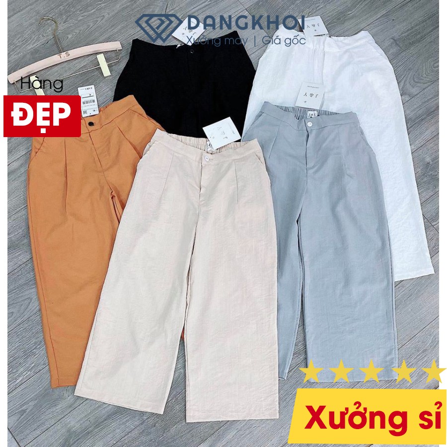 Quần Ống Rộng Lưng Thun, Quần Đũi Ống Rộng Nữ Xuất Hàn Dài 80cm R370