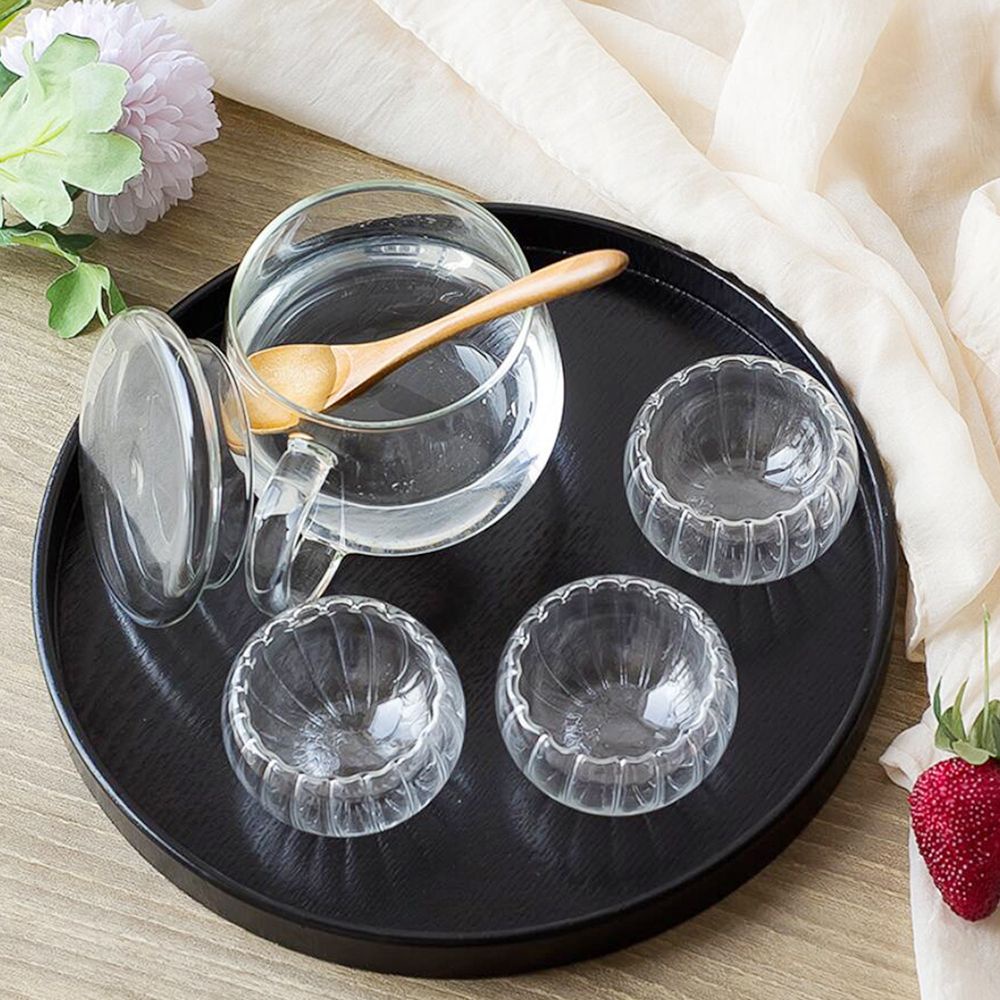 Khay gỗ tròn 21cm/24cm/27cm/30cm đựng trà cà phê phong cách trung hoa cổ điển tiện dụng