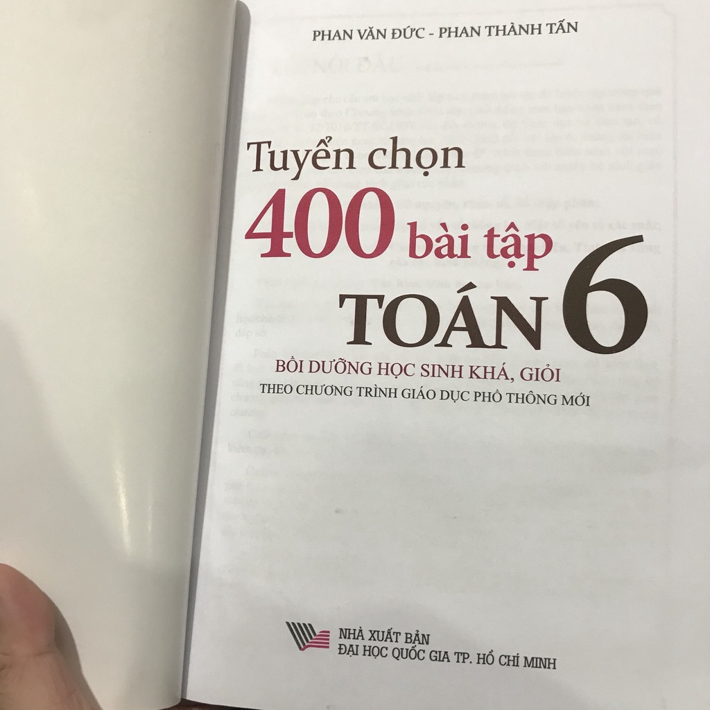 Sách - Tuyển Chọn 400 Bài Tập Toán 6 (Bồi dưỡng học sinh Khá, giỏi theo chương trình giáo dục phổ thông mới 6)