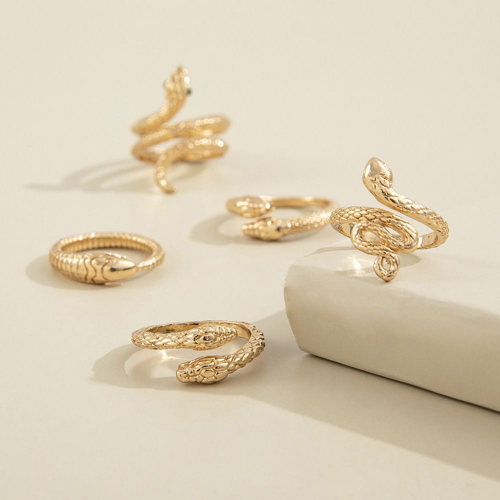 Set 4/ 5/ 7/ 13 nhẫn hợp kim thiết kế con rắn động vật phong cách Hàn Quốc thời trang unisex