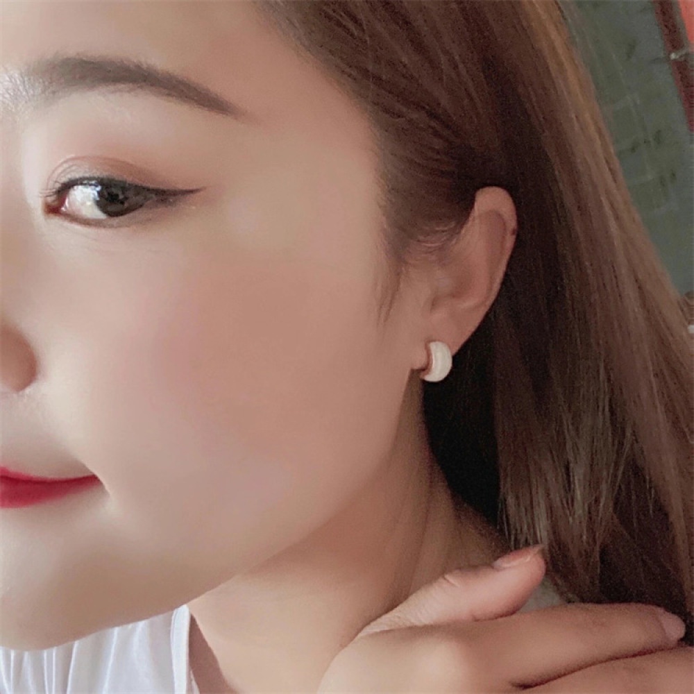 Khuyên Tai Kẹp Vành Tai Không Xỏ Lỗ Bằng Resin Màu Trắng Mạ Vàng Cho Nữ