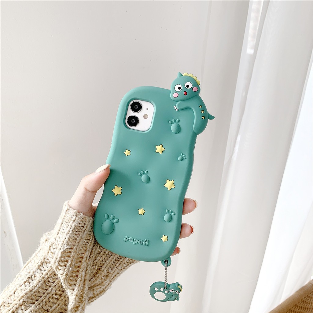 Hoạt Hình Ốp Điện Thoại Silicon Hình Khủng Long Có Dây Đeo Cho Iphone 11 / 12 Pro | BigBuy360 - bigbuy360.vn