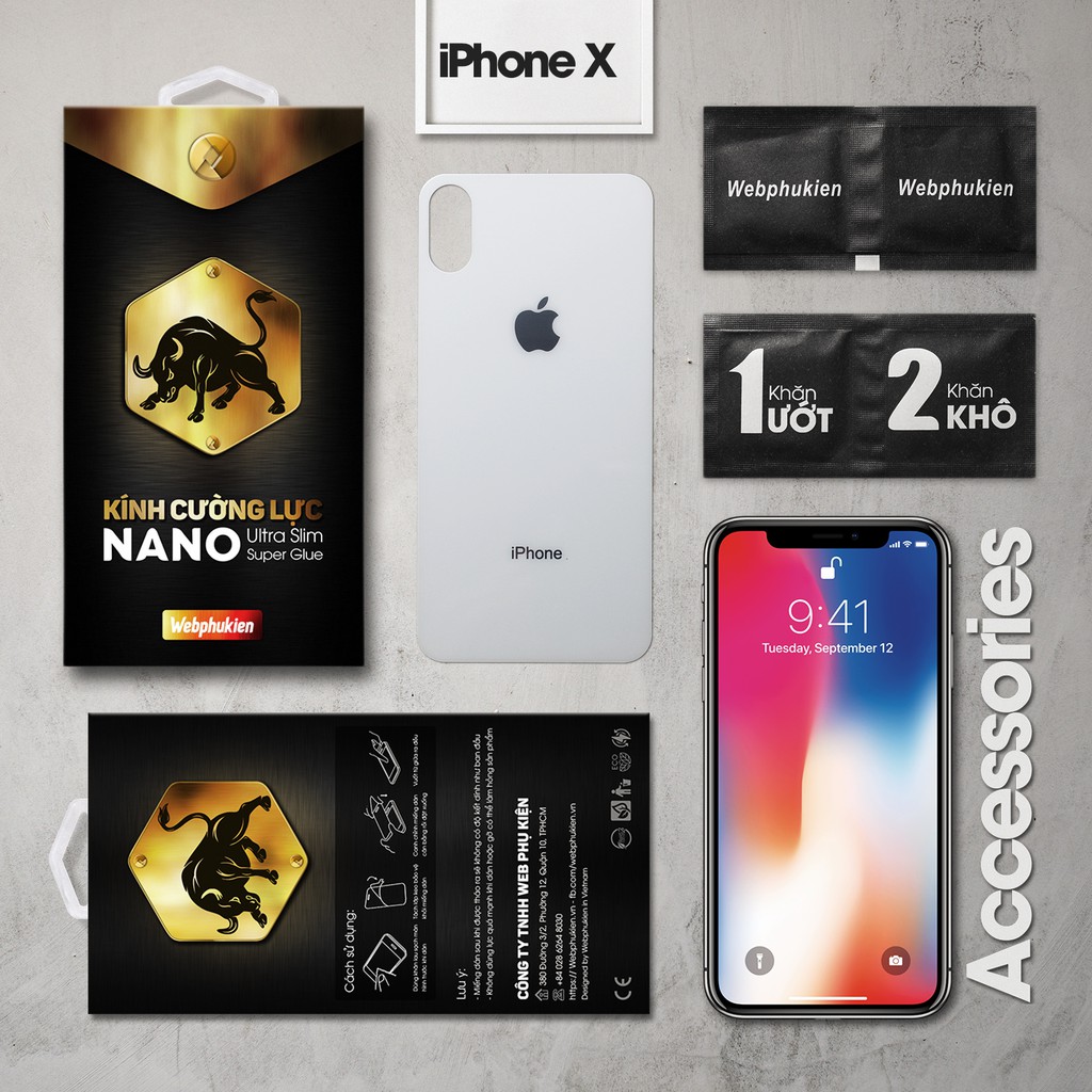 Cường lực iPhone X hiệu Webphukien mặt sau