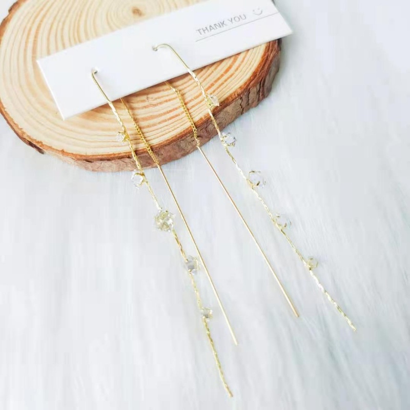 Khuyên Tai Hình Chữ Nhật Đính Đá Zircon Đơn Giản Phong Cách Retro Hàn Quốc