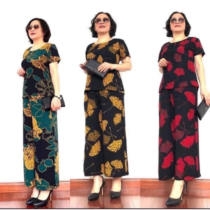 Đồ bộ trung niên Tay cộc cho Bà cho Mẹ Vải Cát lụa hàn châu