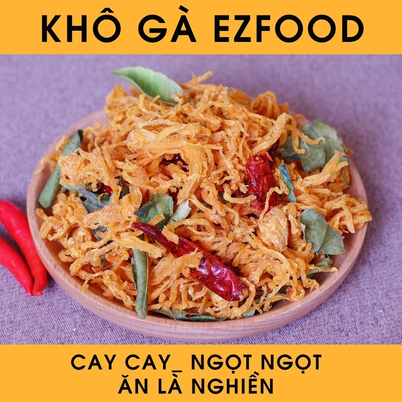 Khô gà lá chanh xé cay EZFoods 300g đồ ăn vặt Hà Nội vừa ngon vừa rẻ | BigBuy360 - bigbuy360.vn