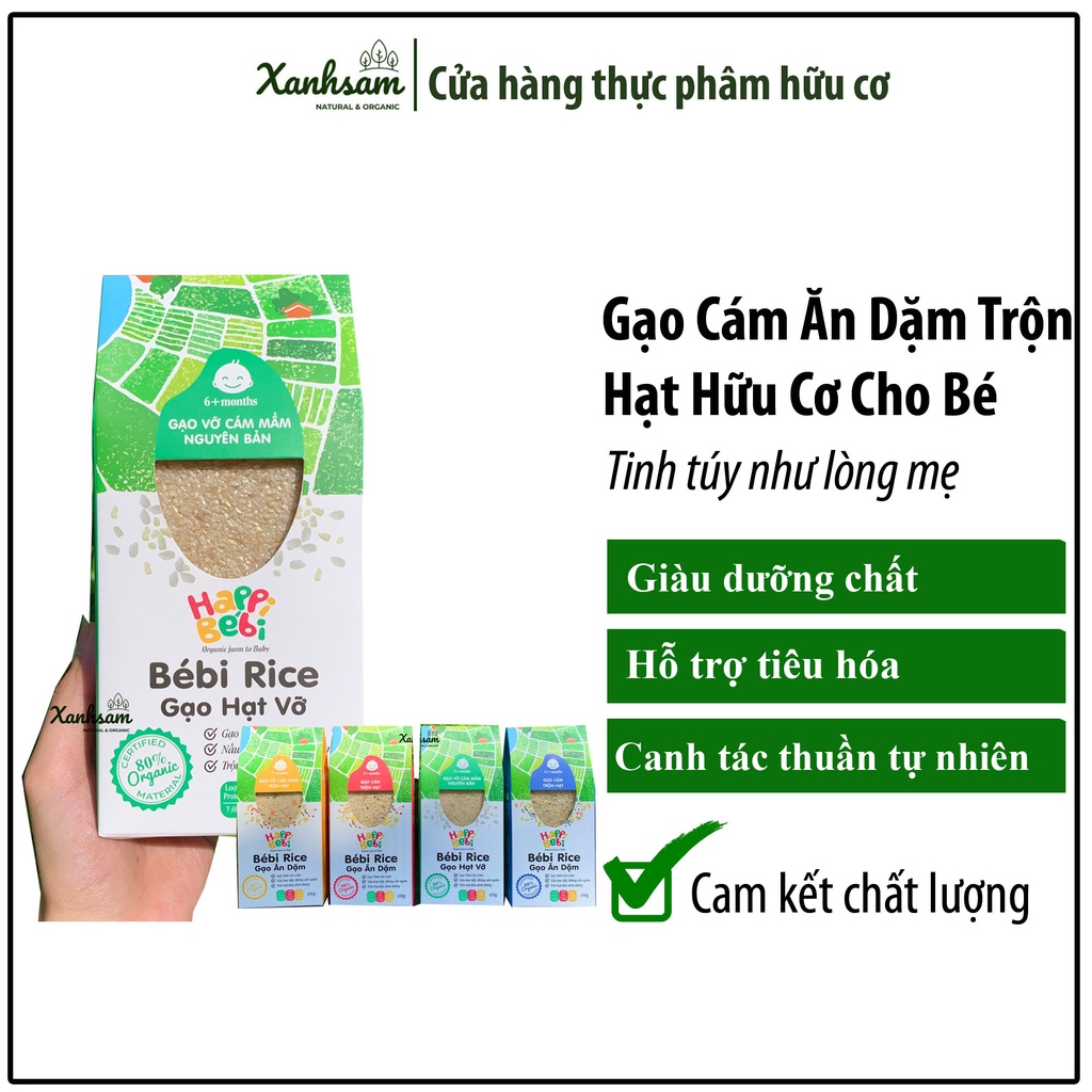 Gạo Cám Ăn Dặm Trộn Hạt Hữu Cơ Cho Bé 450g Bébi Rice - XanhSam Organic