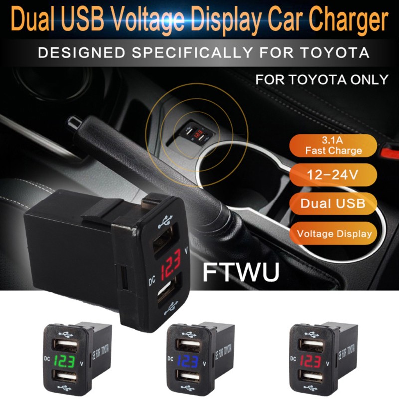 Bộ sạc xe hơi với 2 cổng USB cho Toyota ( 40x23mm )