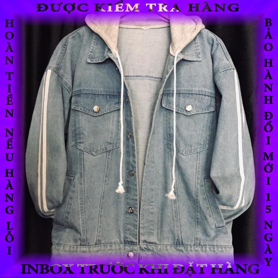 Áo Khoác Jean Nam Nữ UNISEX Ảnh Thật Cao Cấp Có Mũ Viền Tay Siêu Đep Các Tính, Áo Khoác Bò CHI099 hoangle