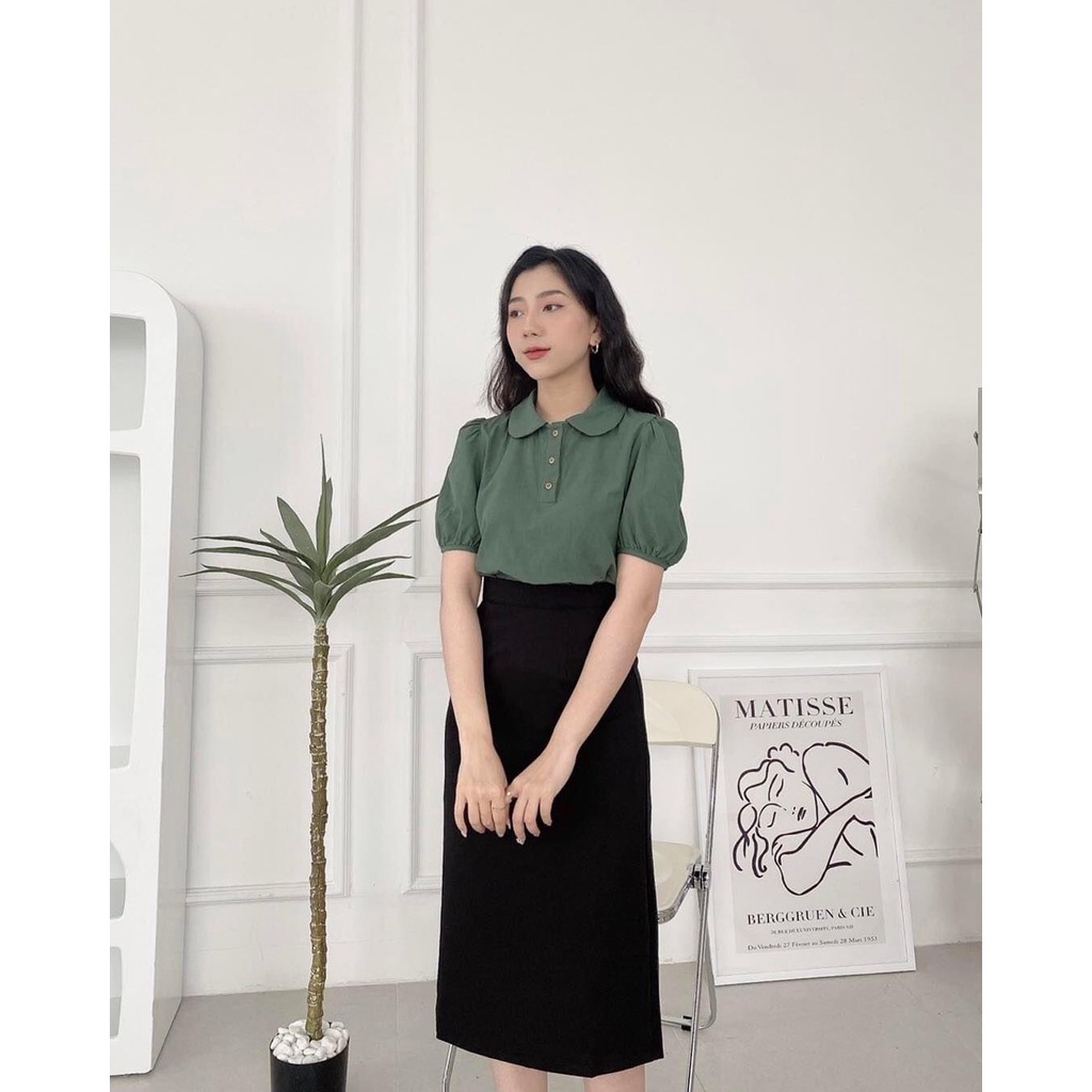 Chân váy chữ A công sở xẻ sau dài A70cm