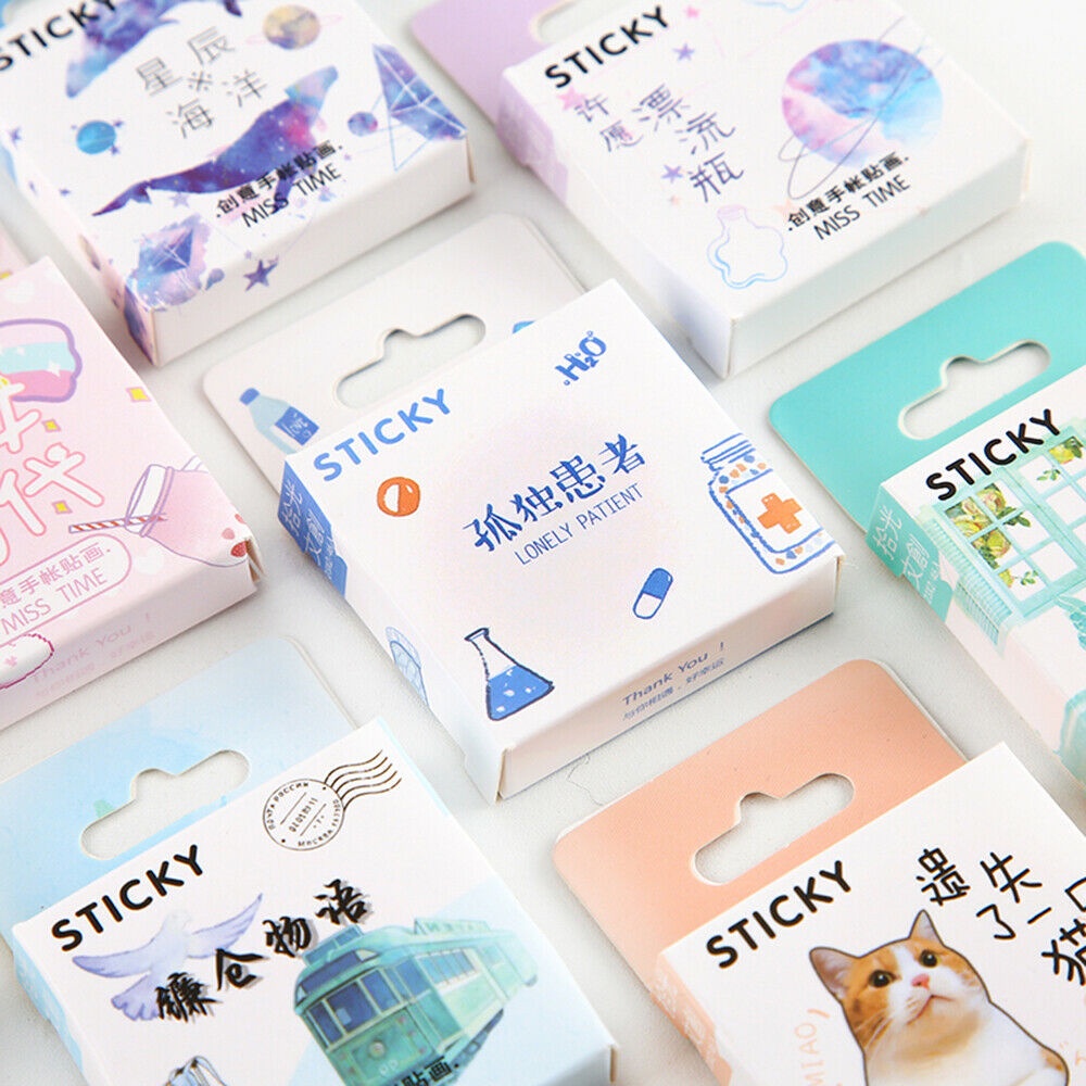 Bộ 46 Miếng Dán Trang Trí Sổ Tay / Ván Trượt / Nhật Ký Họa Tiết Hoạt Hình Chống Thấm Nước Diy