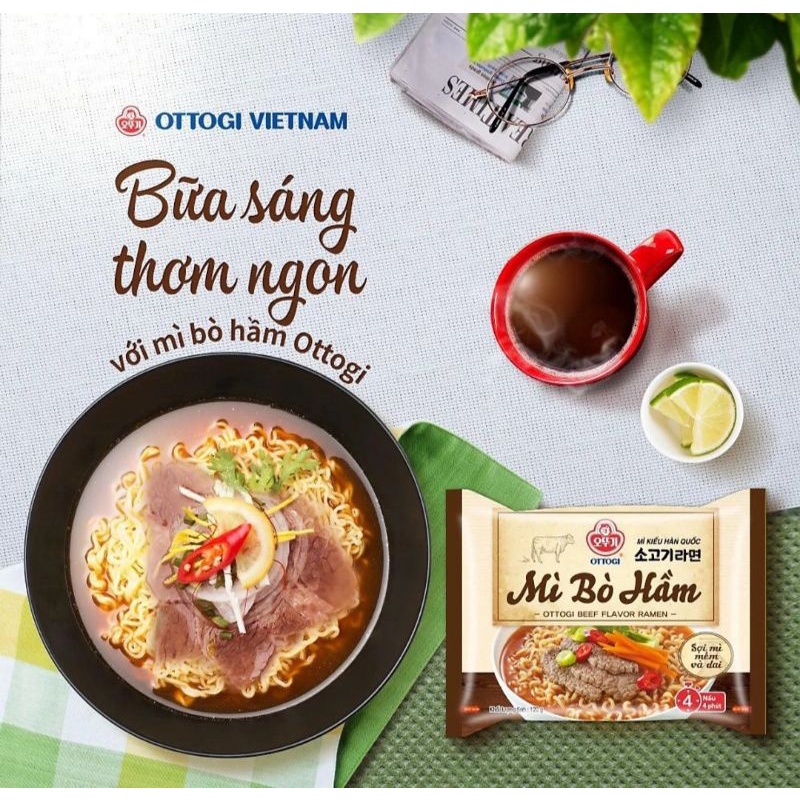 Mì Bò Hầm - Mì Kiểu Hàn Quốc Ottogi Lốc 8 gói - HAPPY HOUSE