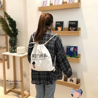 Túi vải dây rút cô gái -BK