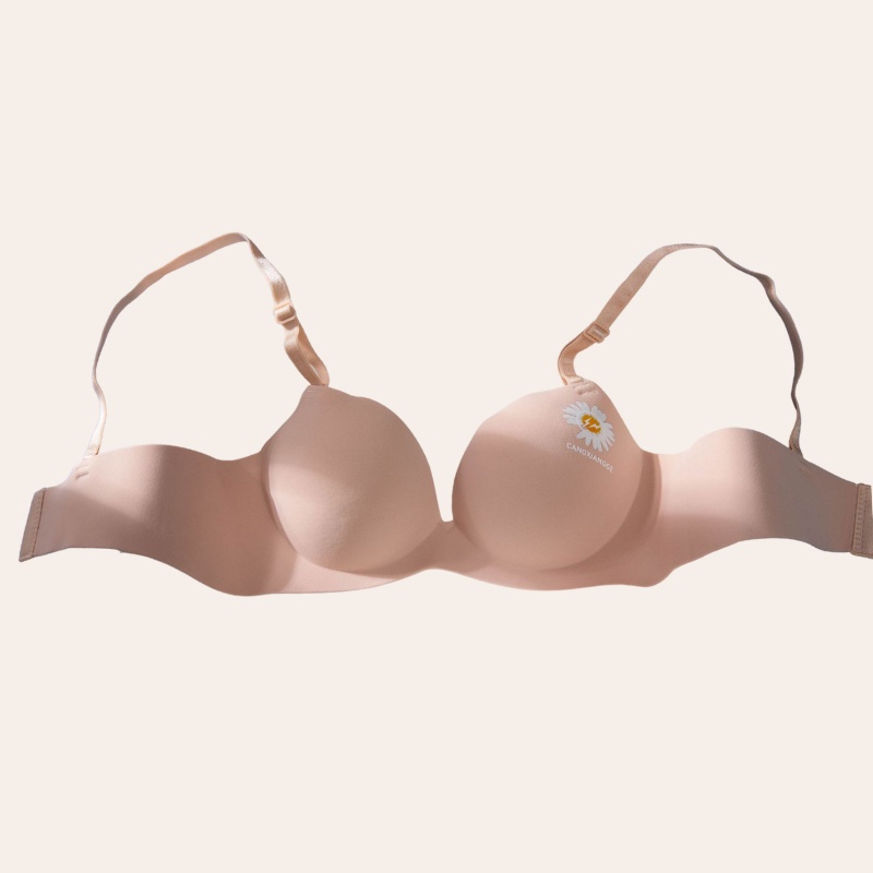 Áo Ngực Su Hoa Cúc Không Gọng Tạo Khe Nâng Ngực Đệm 3cm DAN L&amp;U A014