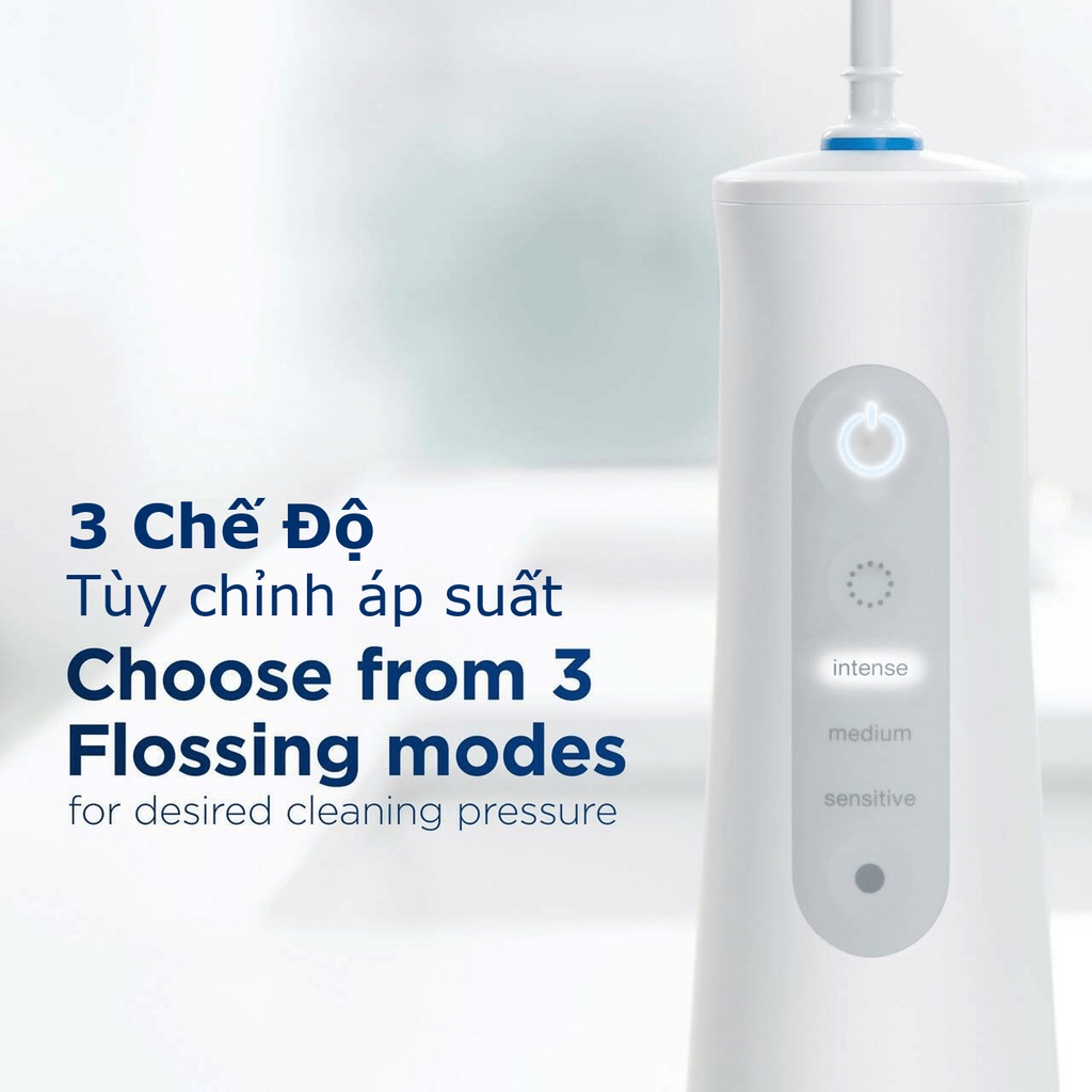 Máy Tăm Nước Cầm Tay Oral-B Water Flosser Advanced Waterjet - 3 Chế Độ, Công Nghệ Oxyjet Giúp Sạch Kẽ Răng, Sạc Cảm Ứng