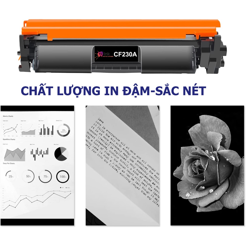 Hộp mực máy in 30A / 051  cho máy HP M203d M203dw MFP M227fdw CF230A in đậm,hàng nhập khẩu