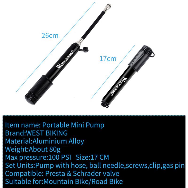 Dụng cụ bơm bánh xe đạp mini 100psi tiện dụng