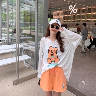 [DAISY TC BOUTIQUE] Set Cộc Gấu Short Dài Tay Nữ Onesize, Bộ Short Đùi Dài Tay In Hình Gấu
