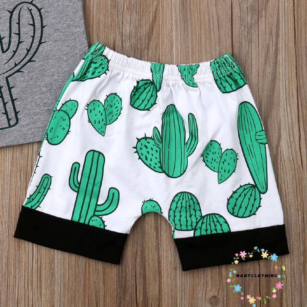 Áo thun sát nách + quần short in hình cây xương rồng cho bé trai