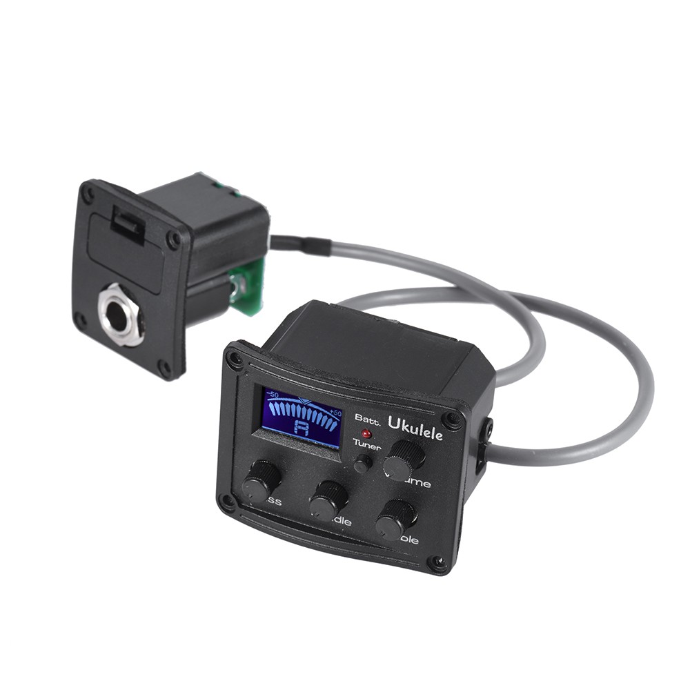 Ĩ Ukulele Ukelele Uke Piezo Pickup Preamp 3-Band EQ Equalizer Tuner System with LCD Display