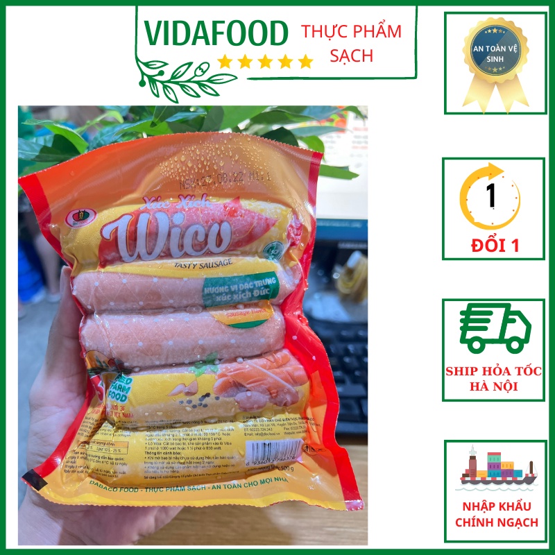 Xúc Xích Wico Gói 10 Cái  500g, Của Công Ty DABACO Thương Hiệu Thực Phẩm Số 1 Việt Nam, Vệ Sinh An Toàn Thực Phẩm [HN sh