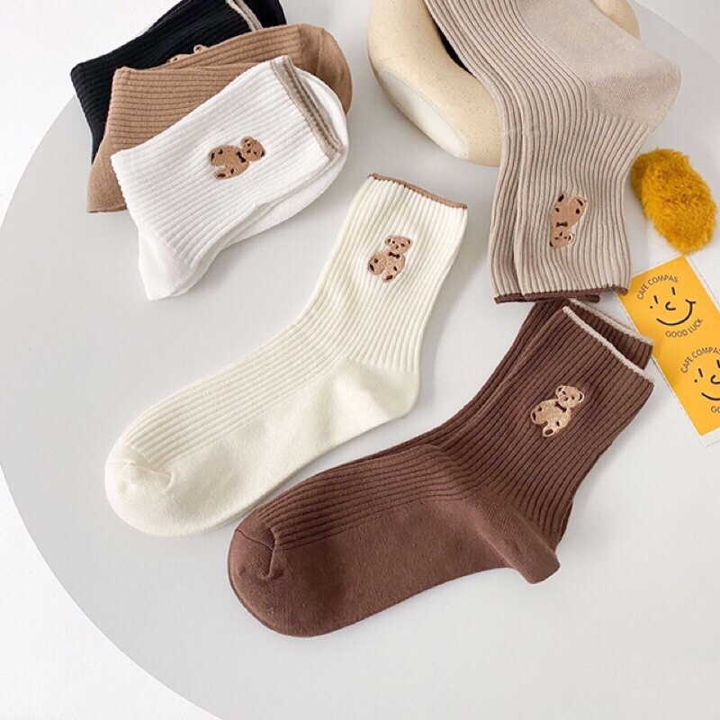 🌸Sét 5 đôi tất cổ cao hình gấu kute