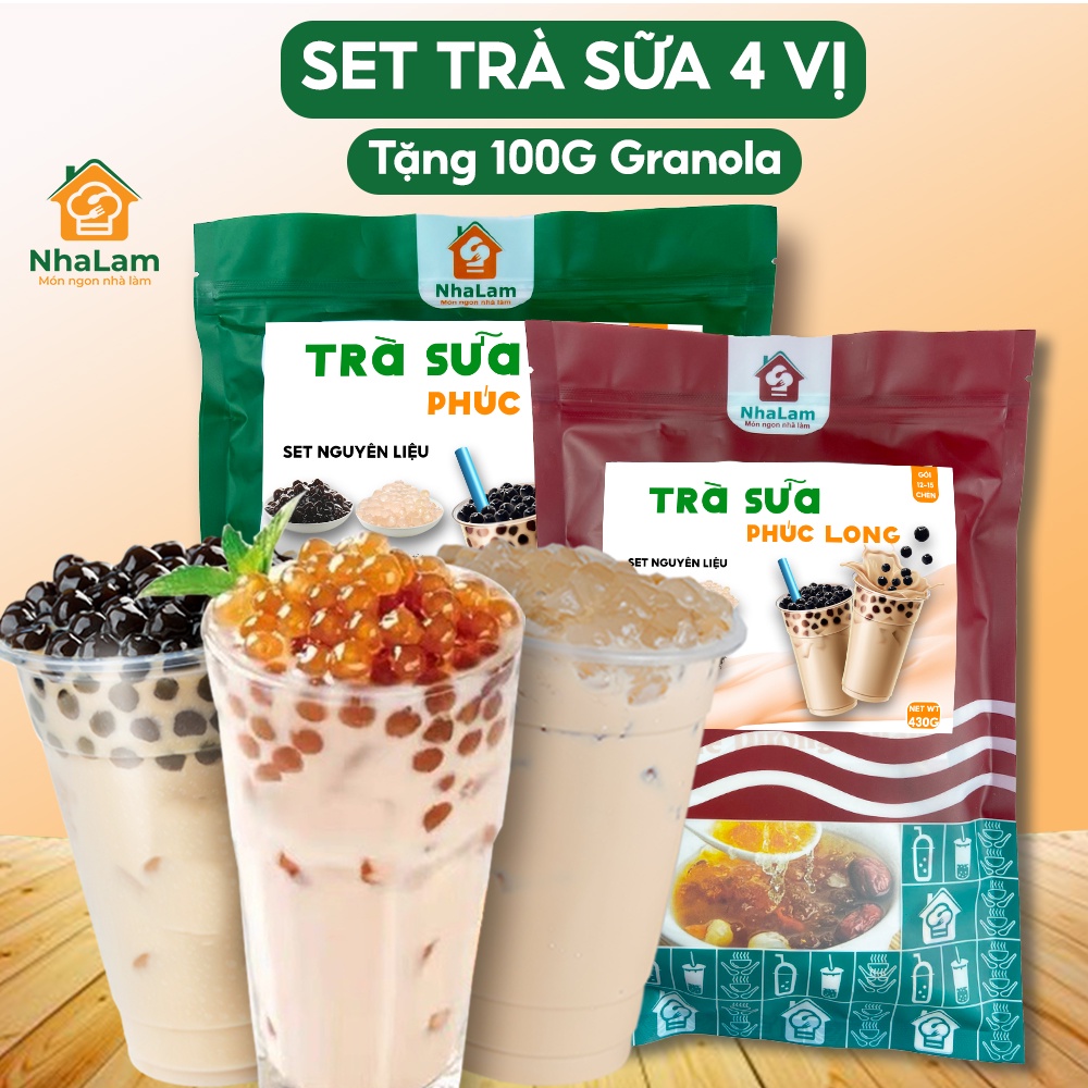 Set Nguyên Liệu Trà Sữa Trân Châu 2530 Ly Trà Thái Xanh, Đỏ, Phúc Long NHALAM FOOD