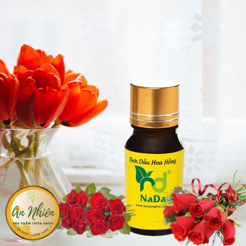 Tinh dầu hoa hồng nguyên chất Nada 10ml | Giúp thư giãn tâm lý, giảm trầm cảm, chữa mất ngủ...