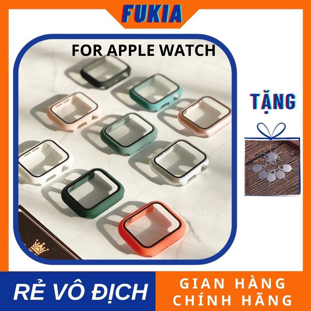 Ốp Silicon kèm kính cường lực cho Apple Watch đồng Hồ Thông Minh Series 1/ 2/ 3/ 4/ 5/ 6/ SE Size 38mm/40mm/42mm/44mm