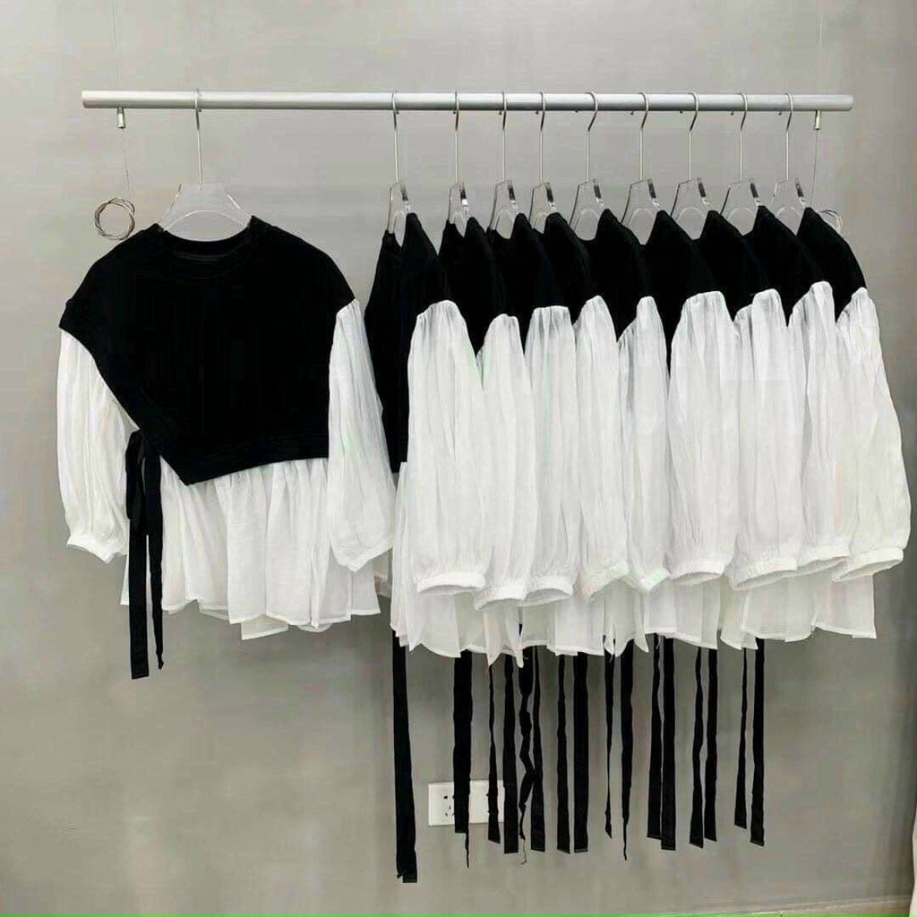 [RẺ VÔ ĐỊCH]Áo Babydoll Chất Voan Lụa Phối Len Gân Bao đẹp BG81220