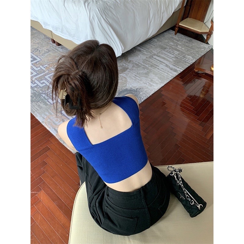 Kèm clip Áo ống croptop len tăm choàng cổ đủ màu mặc được 2 kiểu