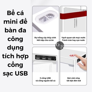 Bể Cá Mini Để Bàn Fish Tank Đa Chức Năng