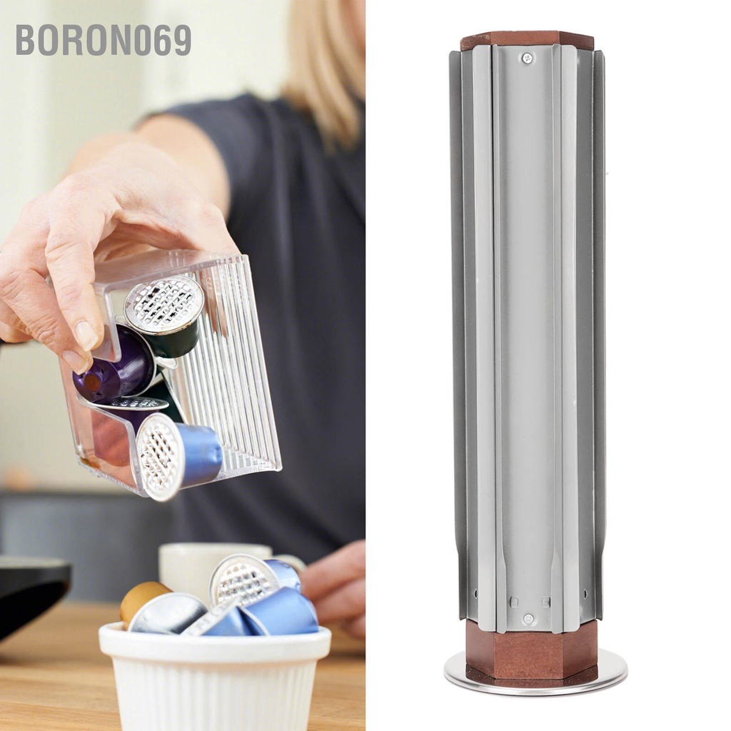 11.2*11.2*38cm Giá đỡ viên nén cà phê có thể xoay 360° Có thể đặt 66 viên Boron069