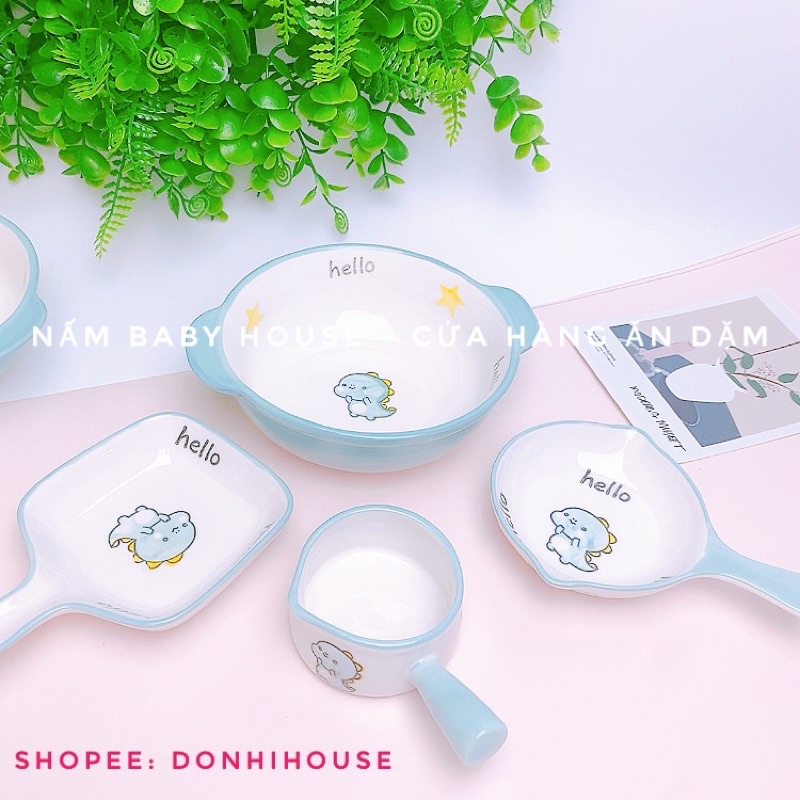 Bát ăn dặm cho bé hình khủng long đáng yêu