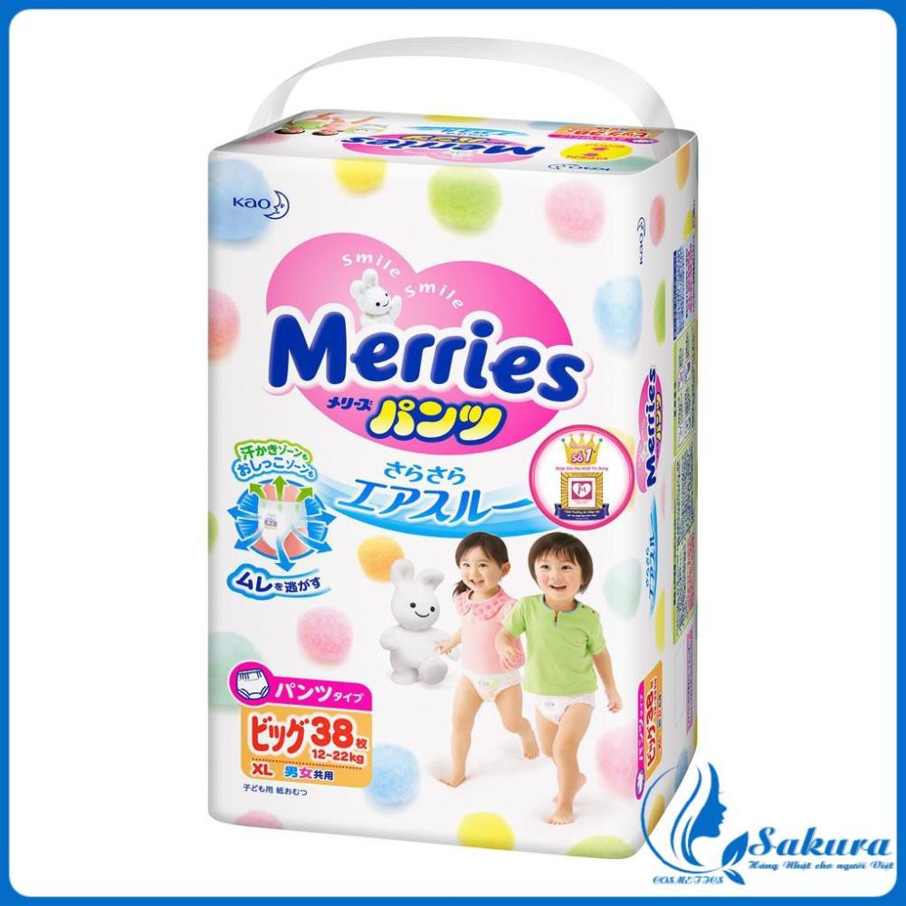 [ HÀNG AUTH] Bỉm Merries quần XL38 dành cho trẻ (12-22kg) Nội Địa Nhật Bản