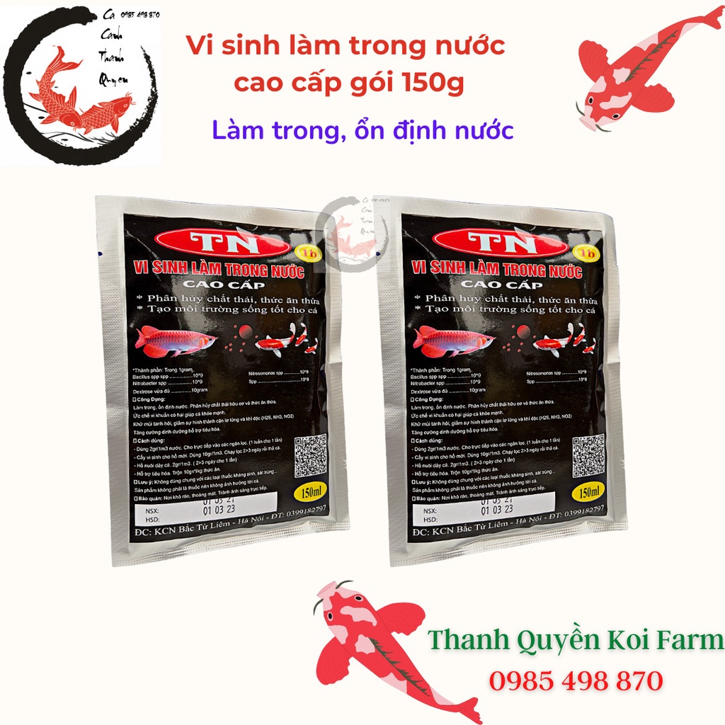 Vi sinh làm trong nước bể cá hồ cá Koi cá cảnh TN 1B Gói siêu lớn 150G