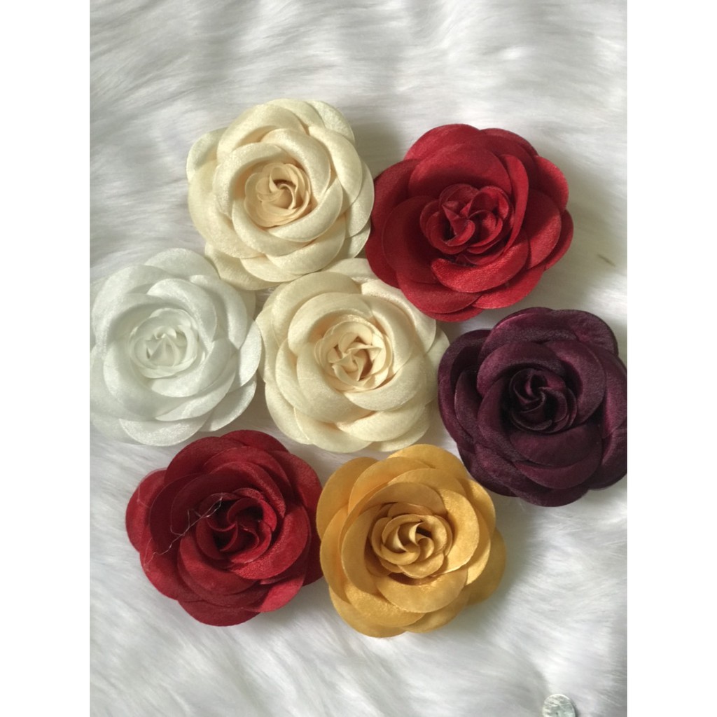 Hoa Cài Áo Váy Chất Liệu Lụa Cao Cấp Tag Hoa Trà Lớn Cài Áo, Kiểu Cài Áo Hoa Có Ghim