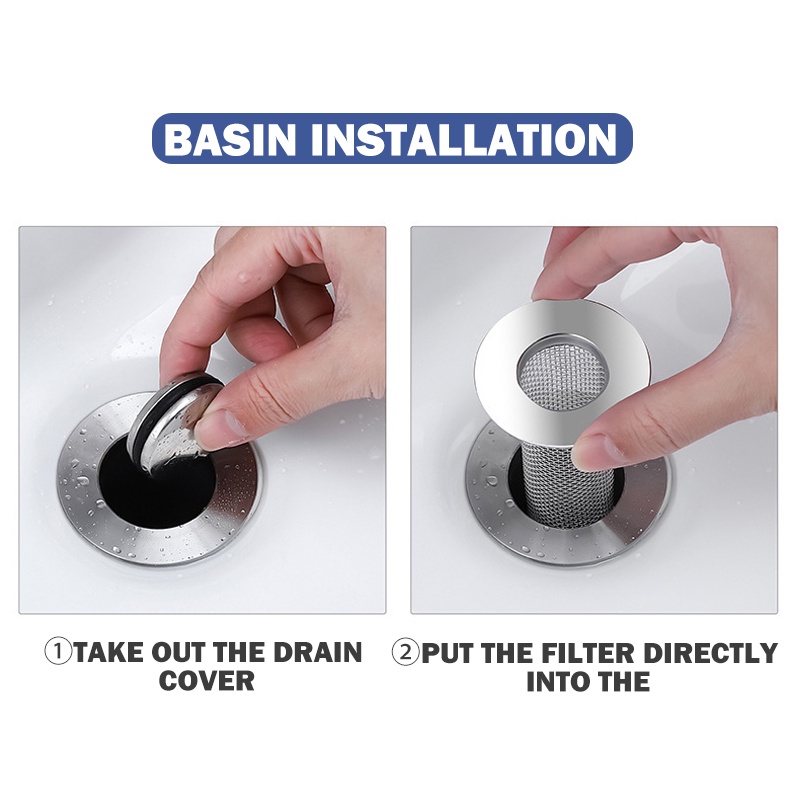 Lưới Lọc Rác Bồn Rửa Chén / Bồn Tắm Bằng Thép Không Gỉ Chống Tắc Nghẽn