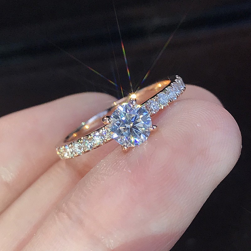 Nhẫn đính hôn kim cương vàng trắng thiết kế sang trọng cho nữ-Hộp trang sức pandora
