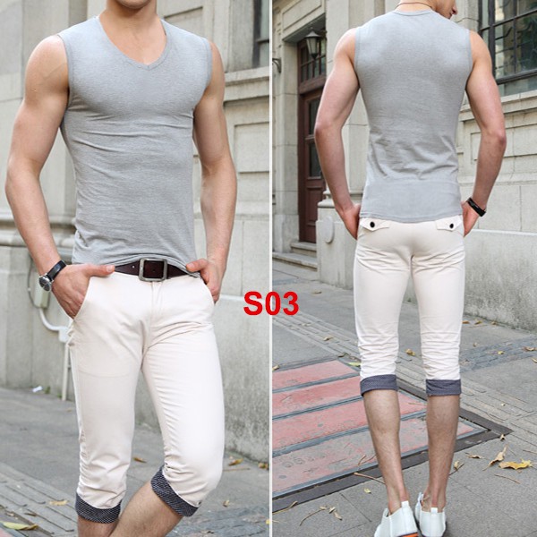 [Hàng Đẹp] áo ba lỗ nam cổ tim chất cotton thun lạnh dáng body thời trang