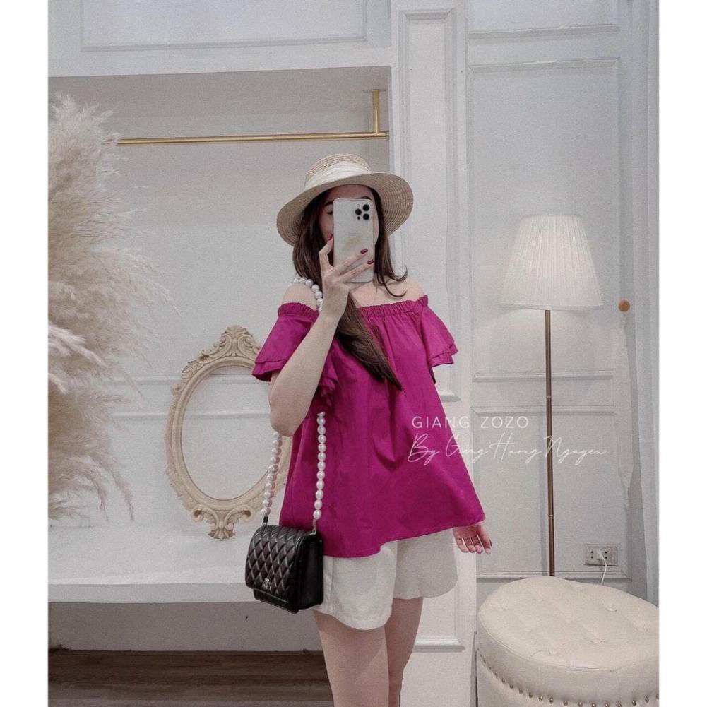 Sét Đồ Bộ Nữ Mặc Nhà Quần Đùi Aó Trễ Vai Phối Màu Dịu Dàng Mát Mẻ Thời Trang Nữ stclothing