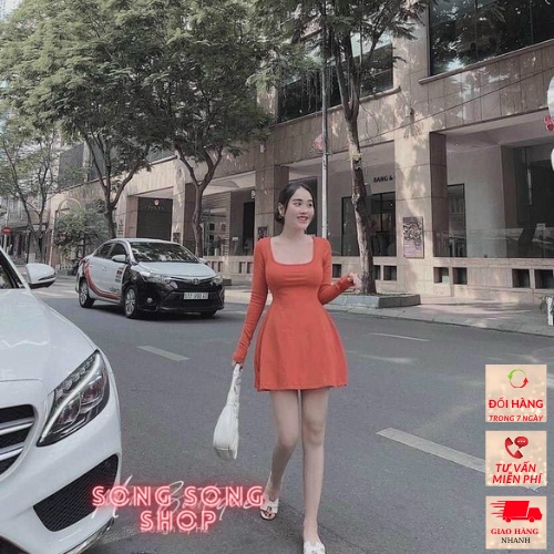 Đầm cổ vuông Xòe - song song shop