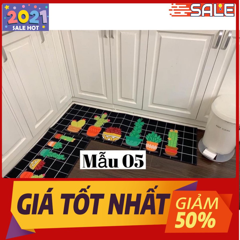 Bộ 2 thảm lau chân nhà bếp 3d chống trượt mẫu số 5