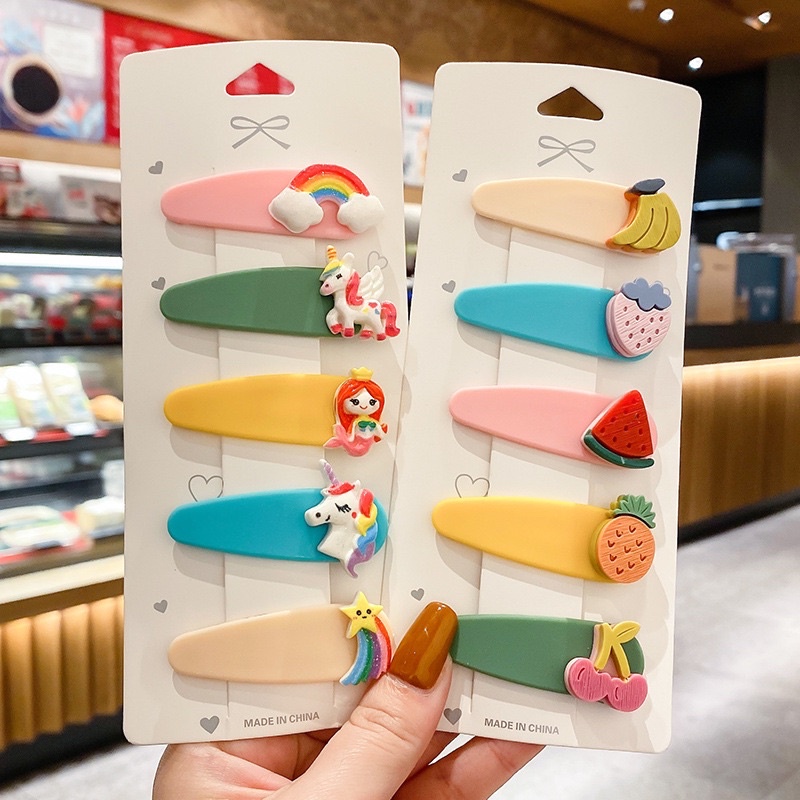 Set kẹp tóc 5 cái cho bé gái phong cách hàn quốc