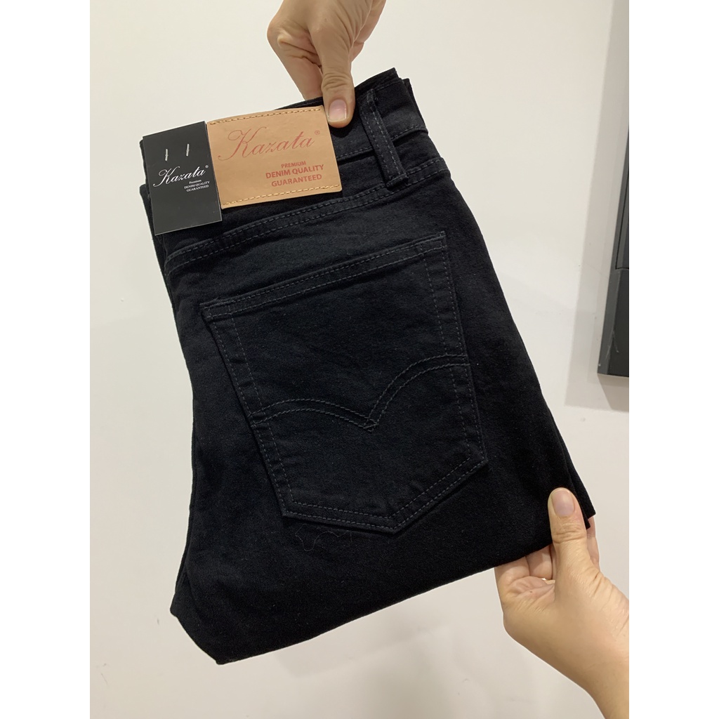 Quần jean nam đen trơn cao cấp co giãn slimfit KAZATA
