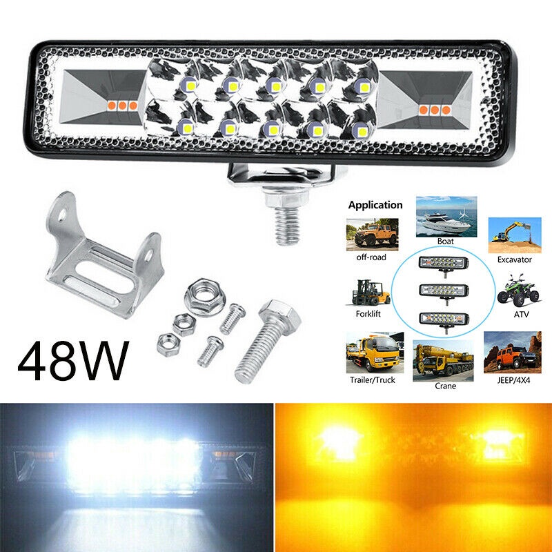 Đèn LED nhấp nháy 48W - Thanh ánh sáng màu Trắng Hổ Phách/ Xanh Lam/Đỏ cho Xe máy Offroad 4x4 ATV SUV